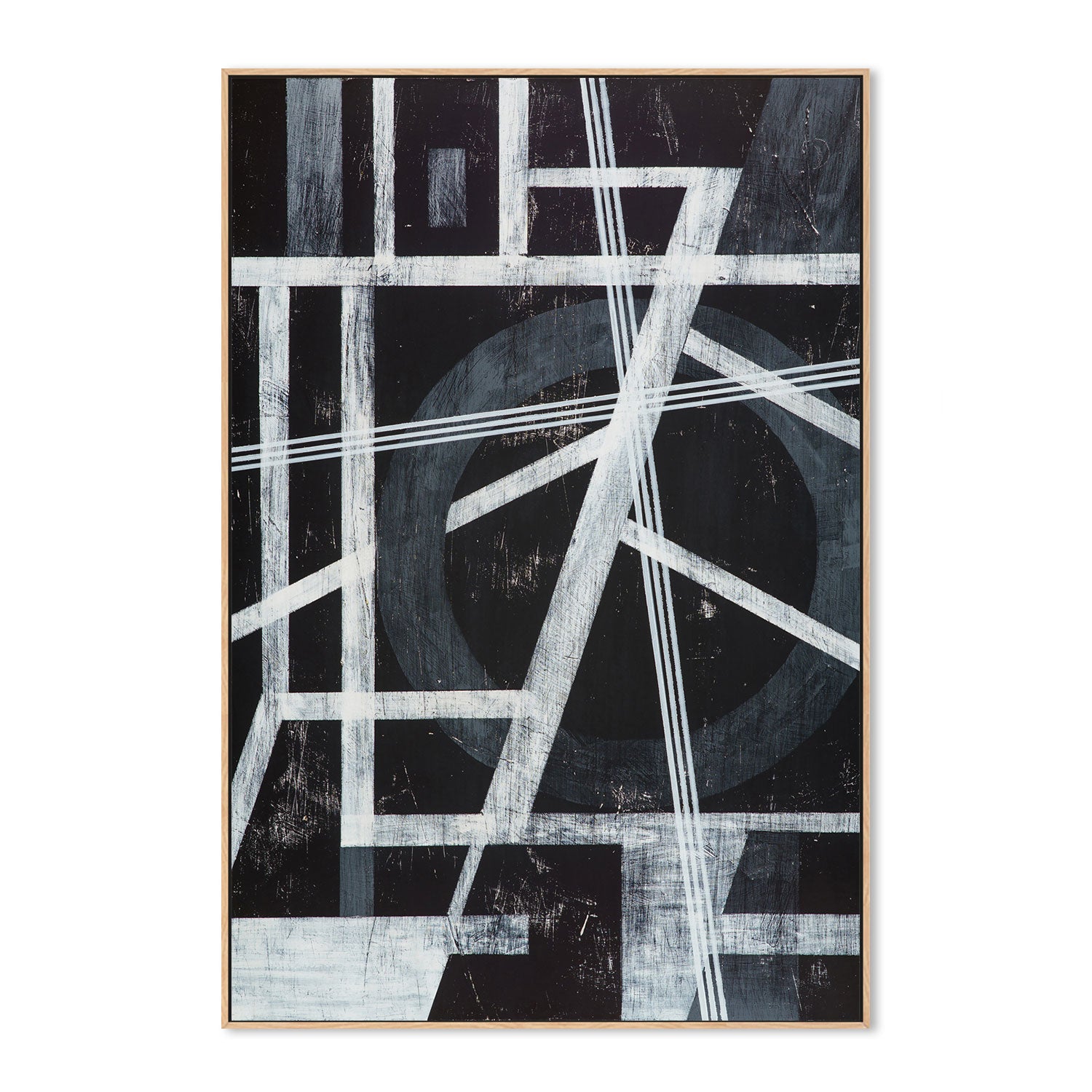 Monochrome Angles, Style C, Hand-Painted Canvas