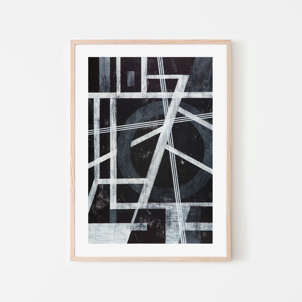 Monochrome Angles, Style C, Hand-Painted Canvas