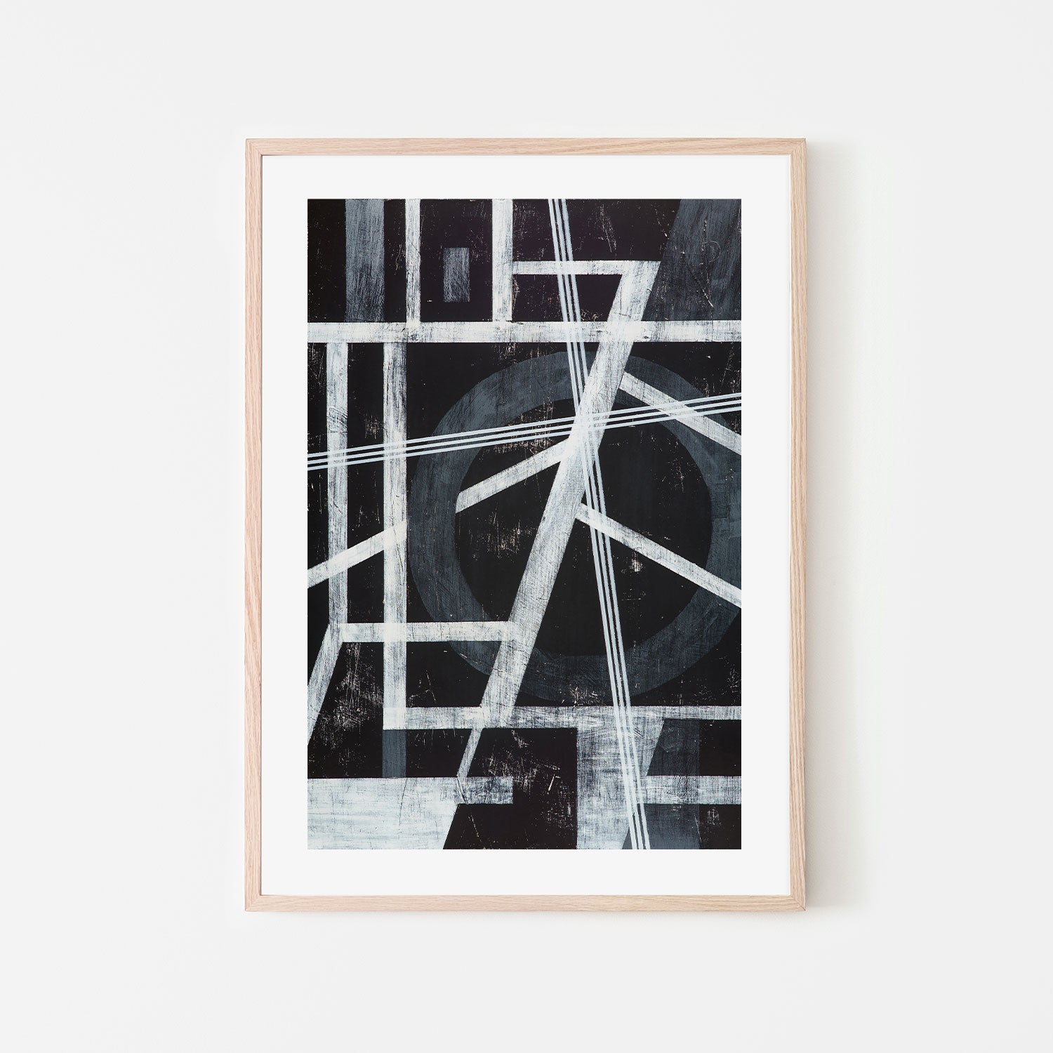 Monochrome Angles, Style C, Hand-Painted Canvas