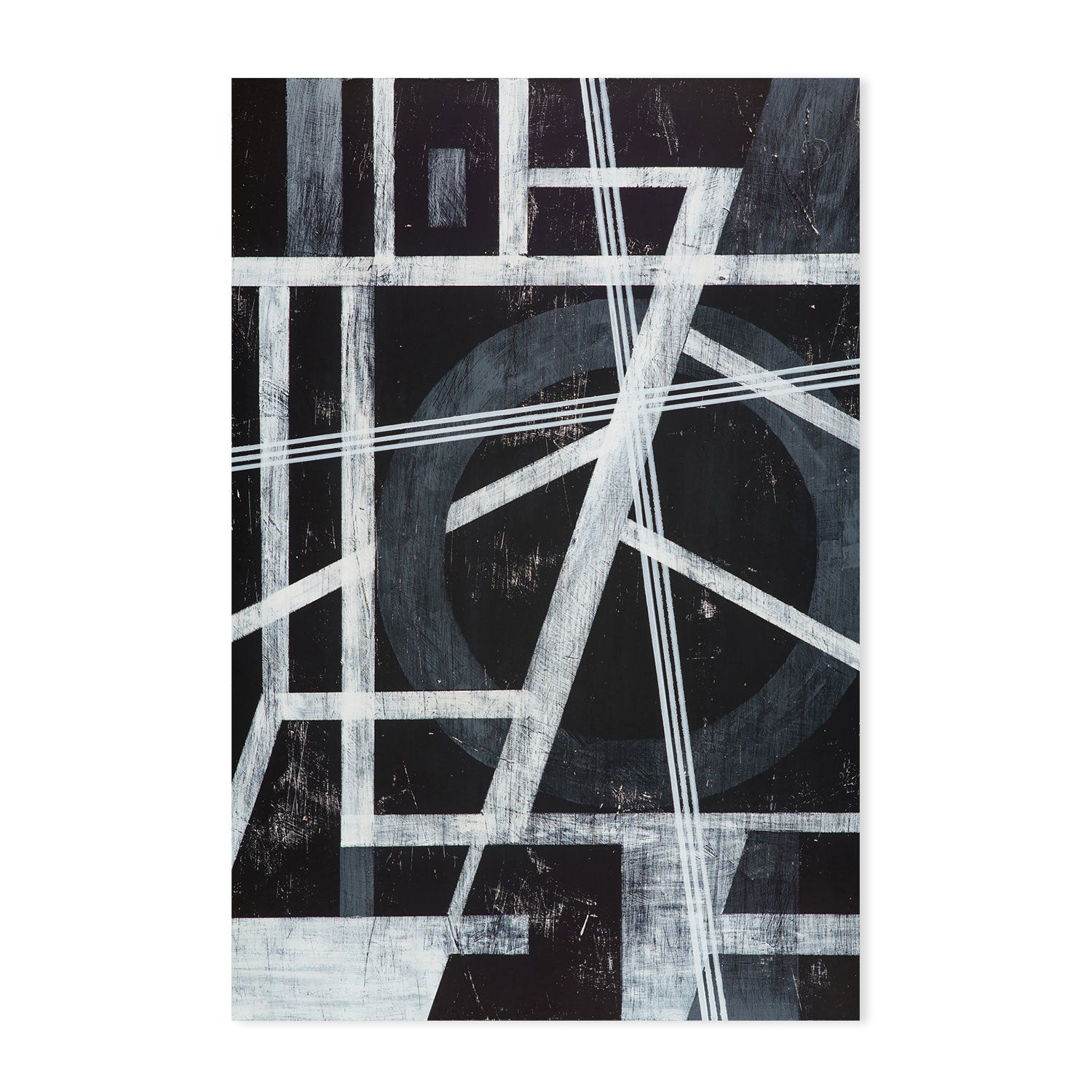 Monochrome Angles, Style C, Hand-Painted Canvas