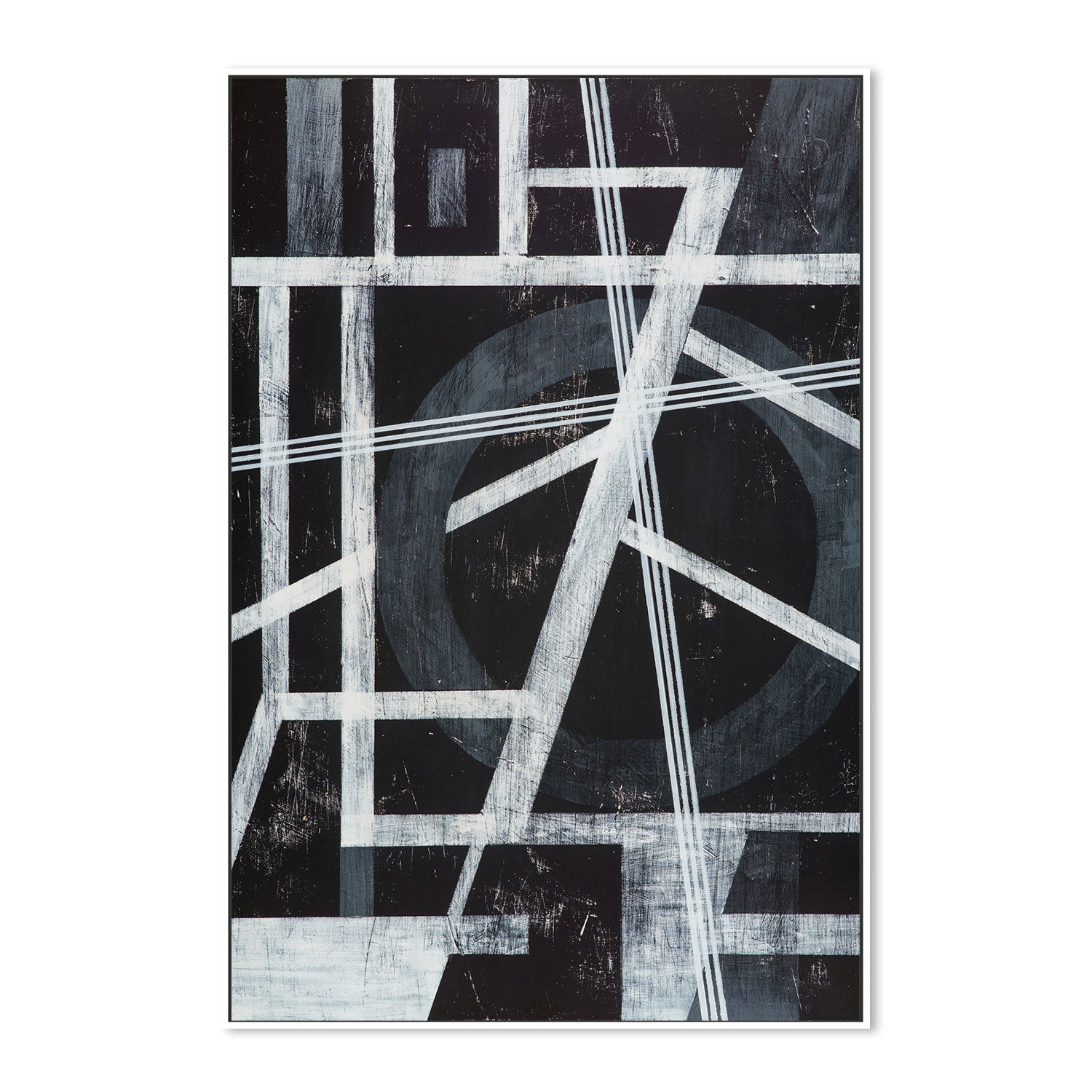 Monochrome Angles, Style C, Hand-Painted Canvas