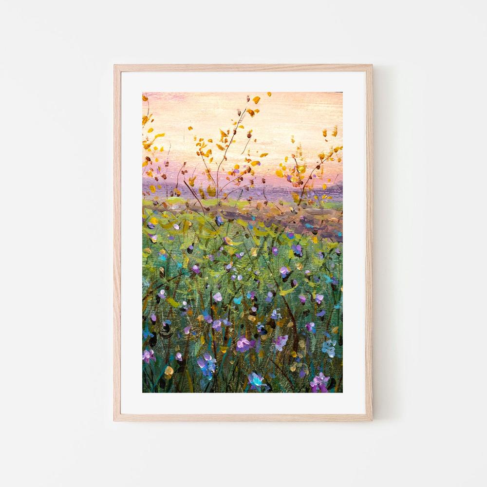 In A Field of Violet Flowers, Hand-Painted Canvas