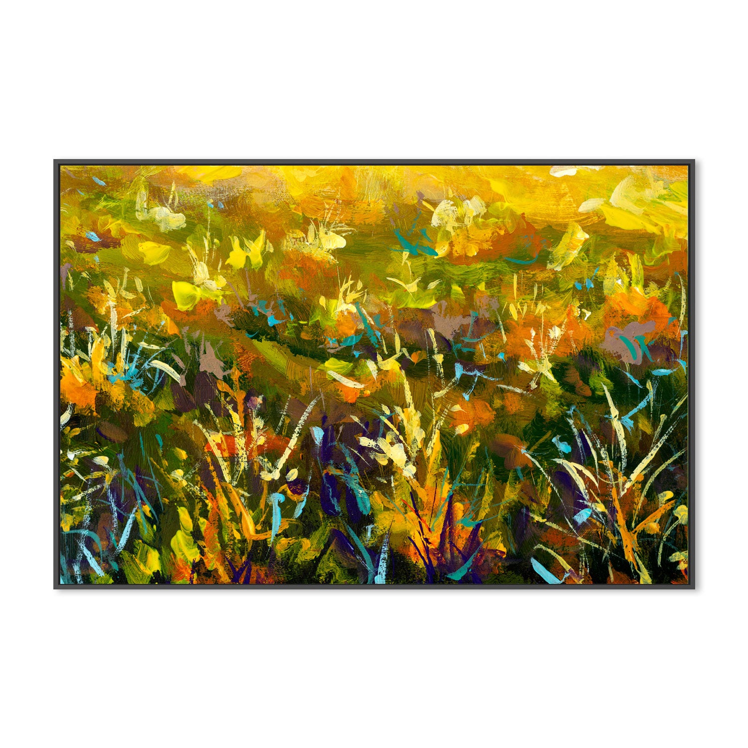 Flowers In A Sea of Green, Style B, Hand-Painted Canvas