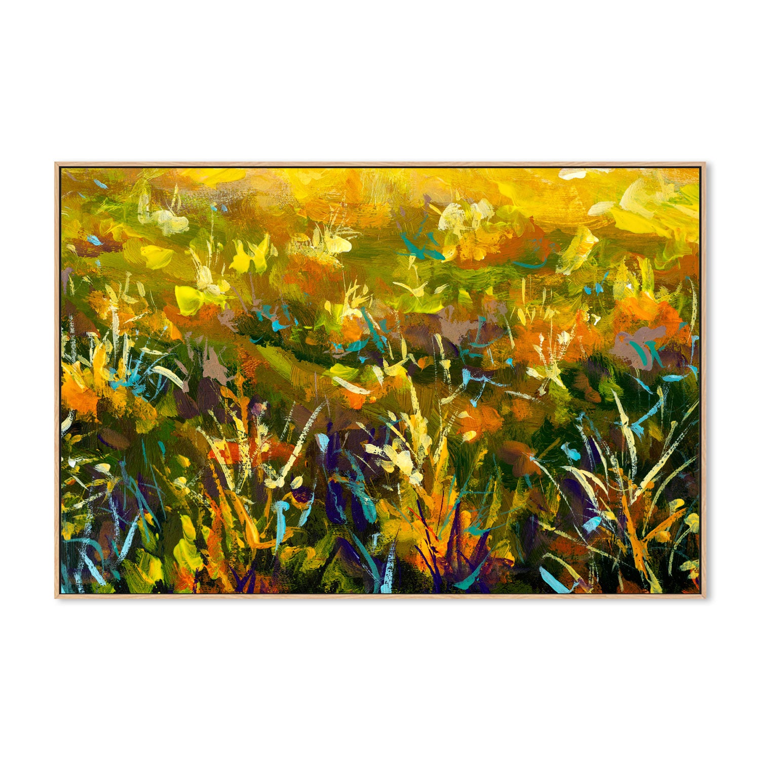Flowers In A Sea of Green, Style B, Hand-Painted Canvas