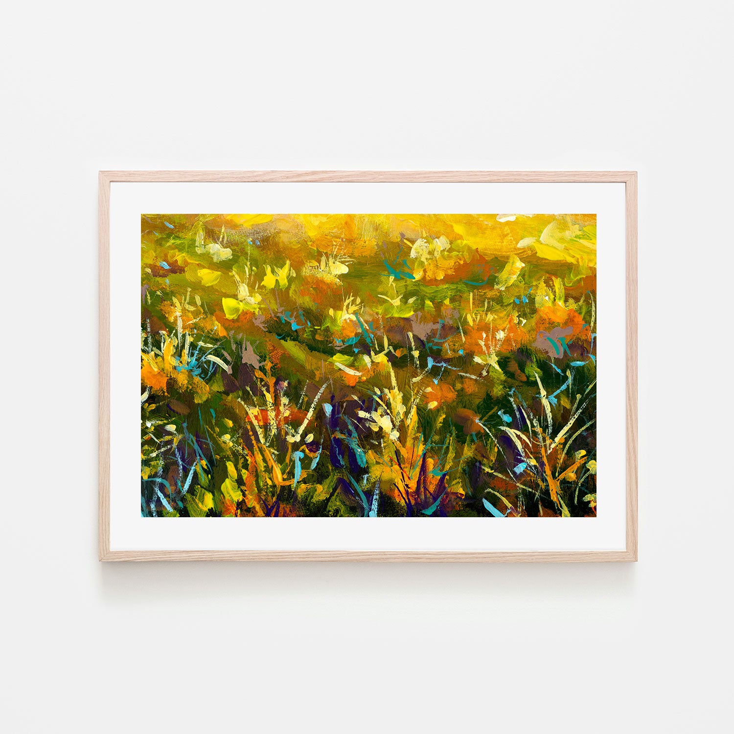Flowers In A Sea of Green, Style B, Hand-Painted Canvas