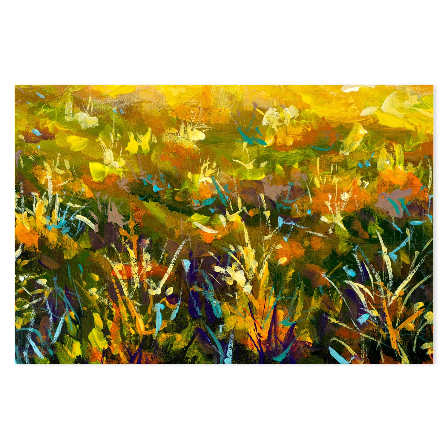 Flowers In A Sea of Green, Style B, Hand-Painted Canvas