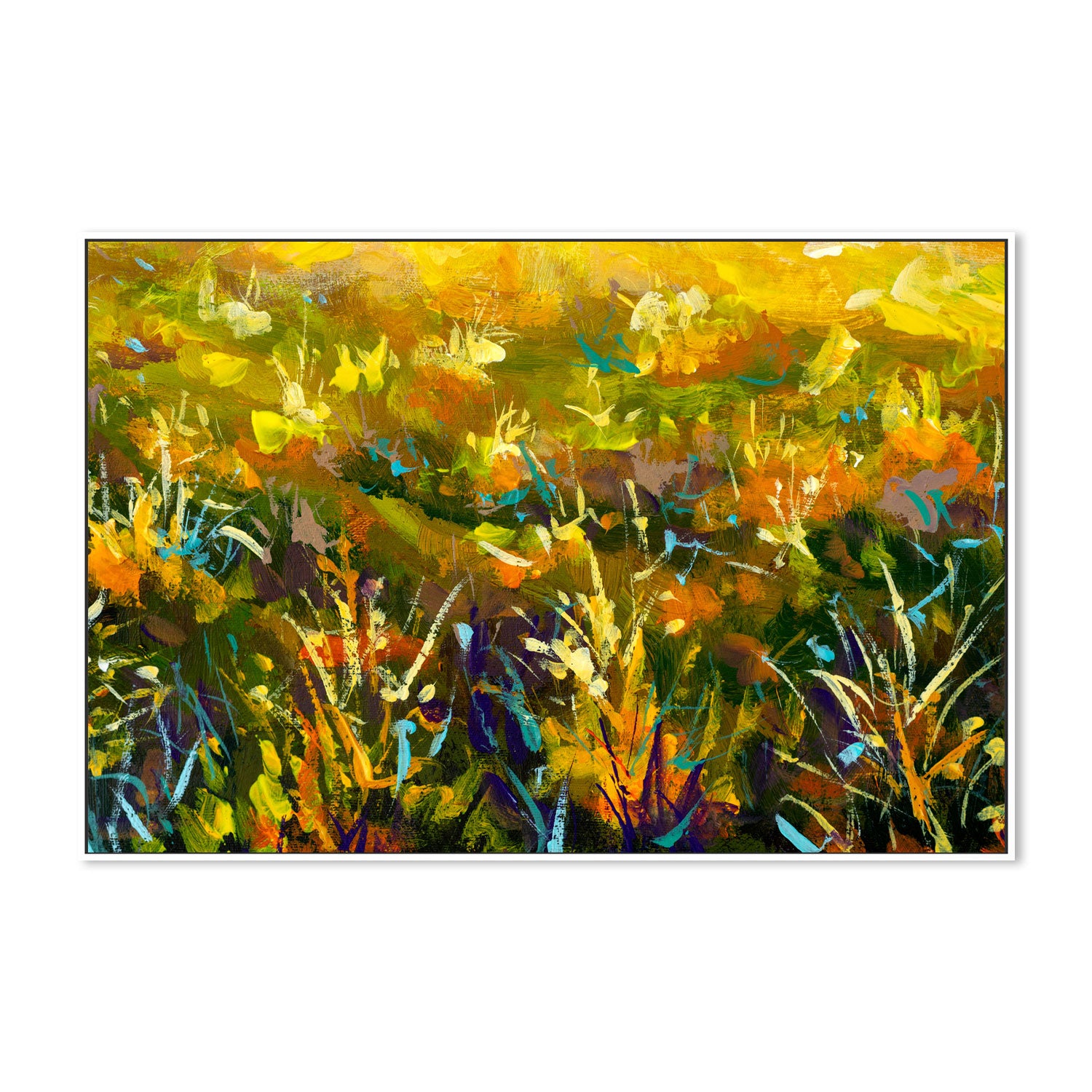 Flowers In A Sea of Green, Style B, Hand-Painted Canvas