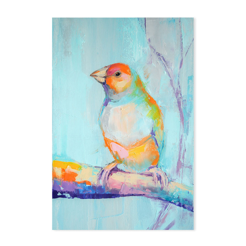 Pastel Coloured Bird, Style A , Hand-painted Canvas