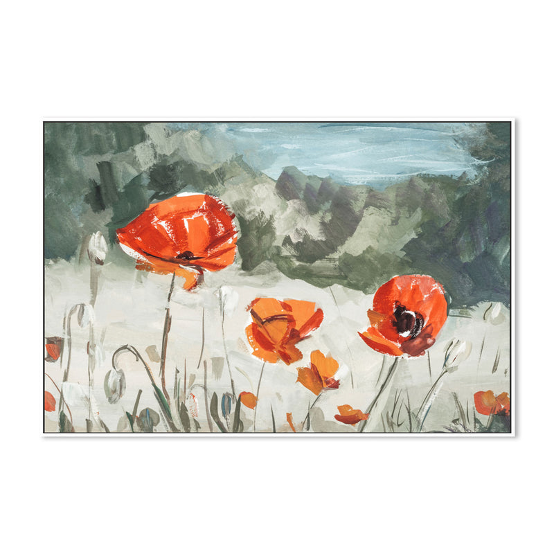 Bright Red Poppies , Hand-painted Canvas