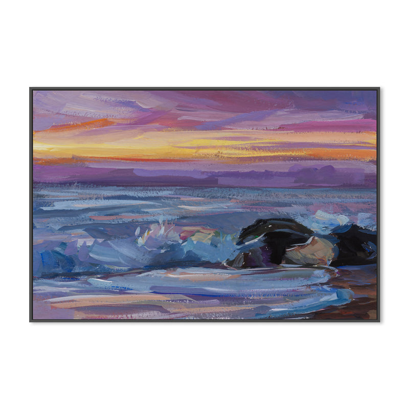 Purple And Yellow Sunset , Hand-painted Canvas