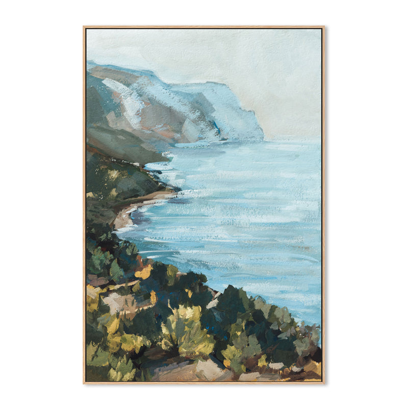 Shimmering Blue Coast , Hand-painted Canvas