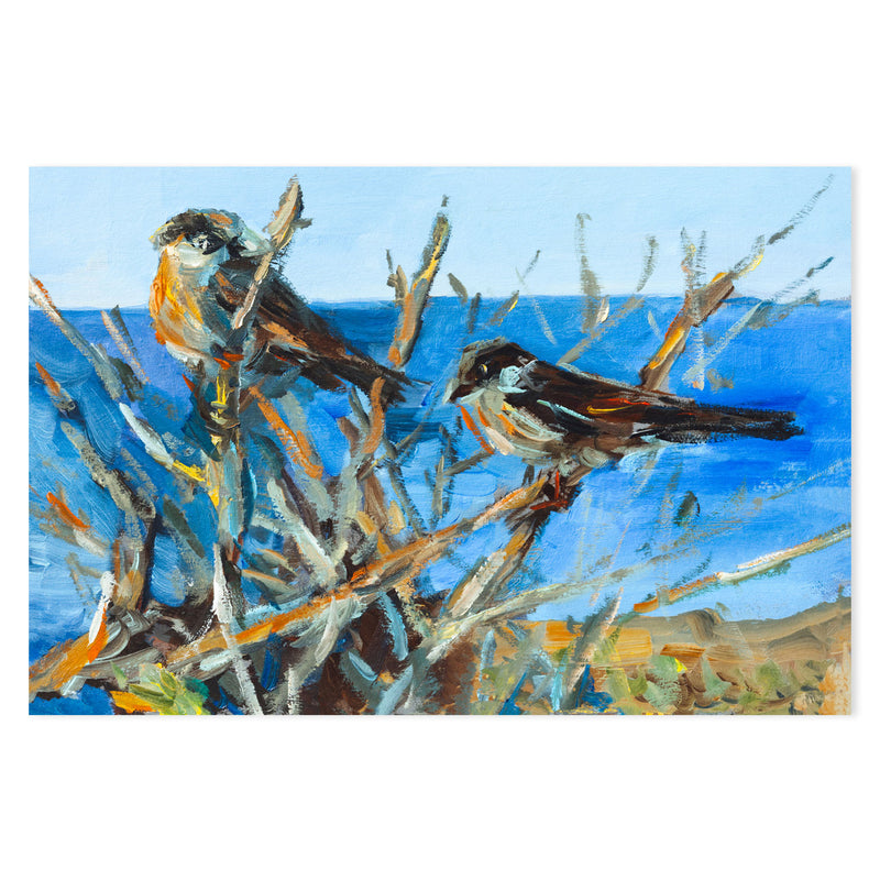 Birds By The Beach , Hand-painted Canvas