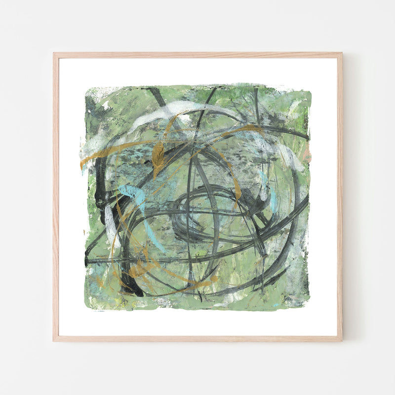 Green Swirl , Hand-painted Canvas