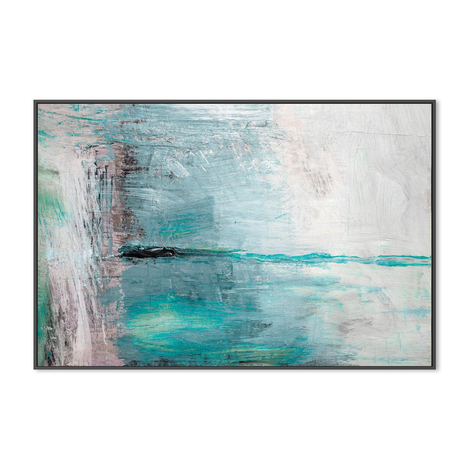 Electric Teal Abstract , Hand-painted Canvas