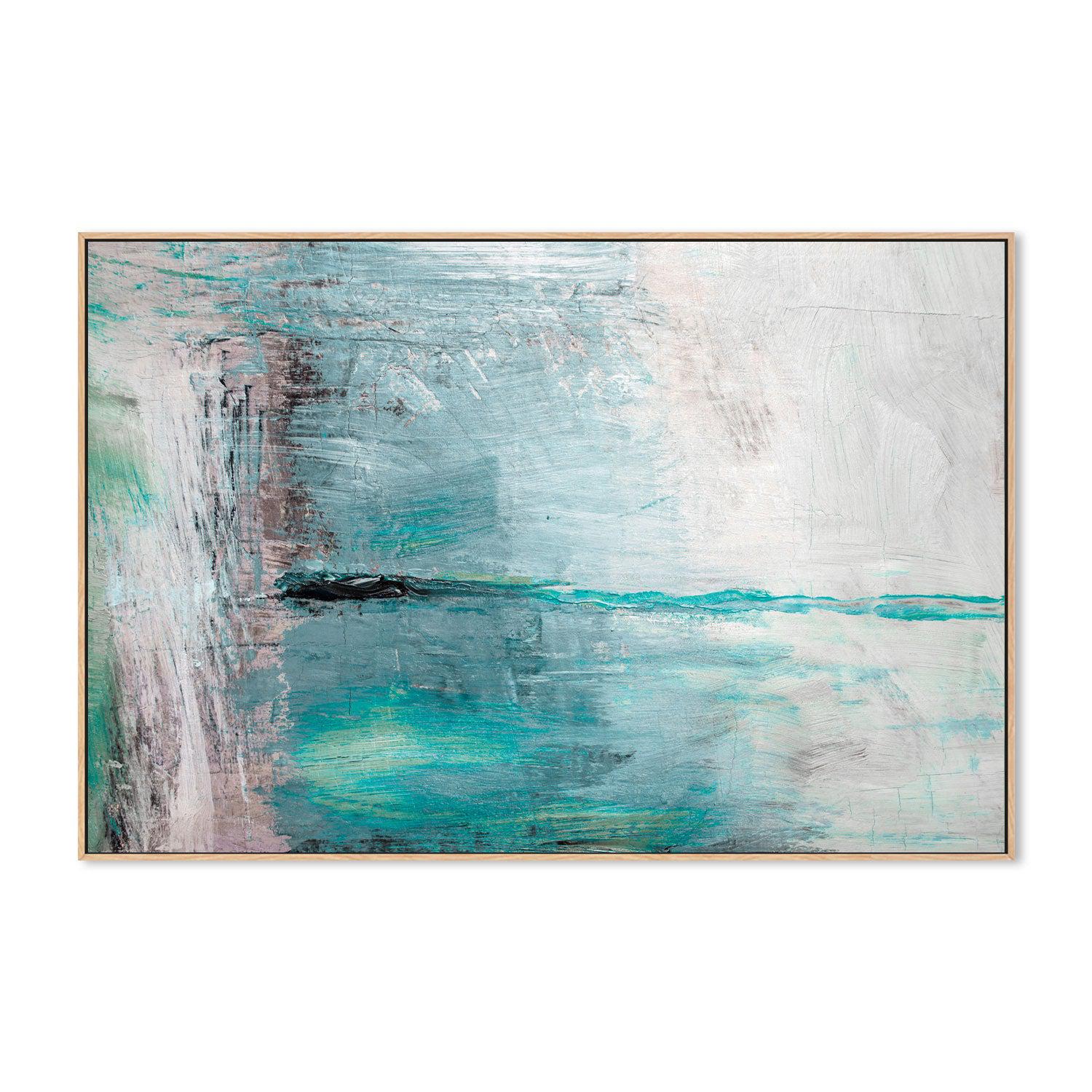 Electric Teal Abstract , Hand-painted Canvas
