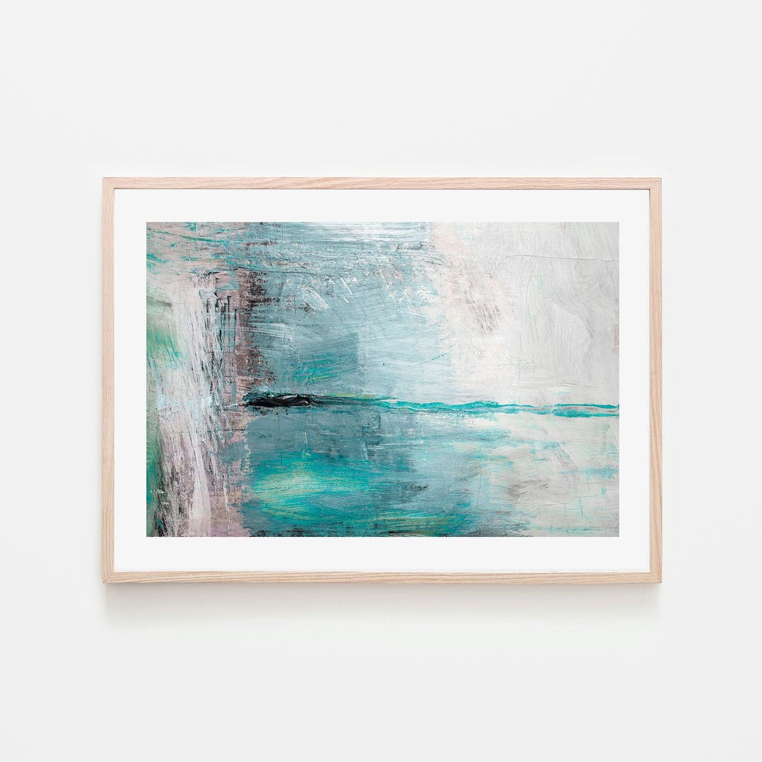 Electric Teal Abstract , Hand-painted Canvas
