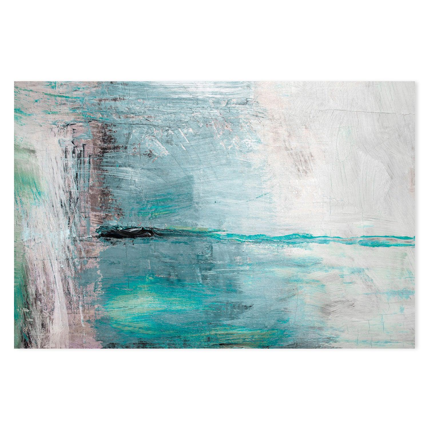 Electric Teal Abstract , Hand-painted Canvas