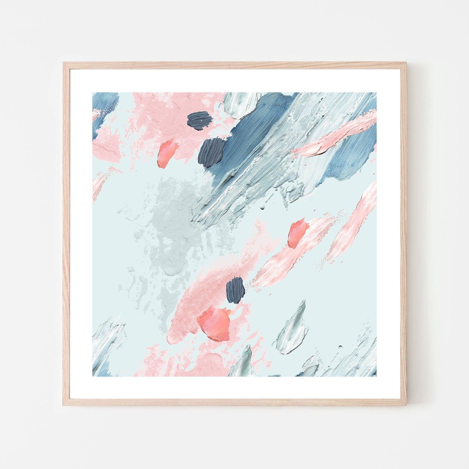 Pink and Mint Love , Hand-painted Canvas