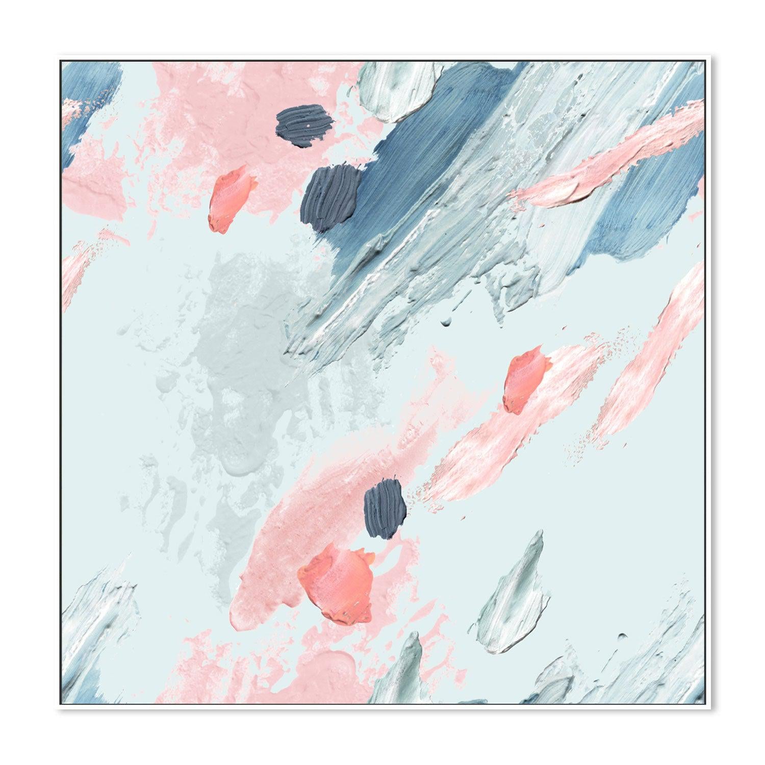 Pink and Mint Love , Hand-painted Canvas