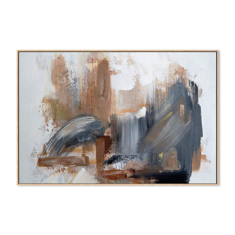Grey and Brown Strokes  , Hand-painted Canvas