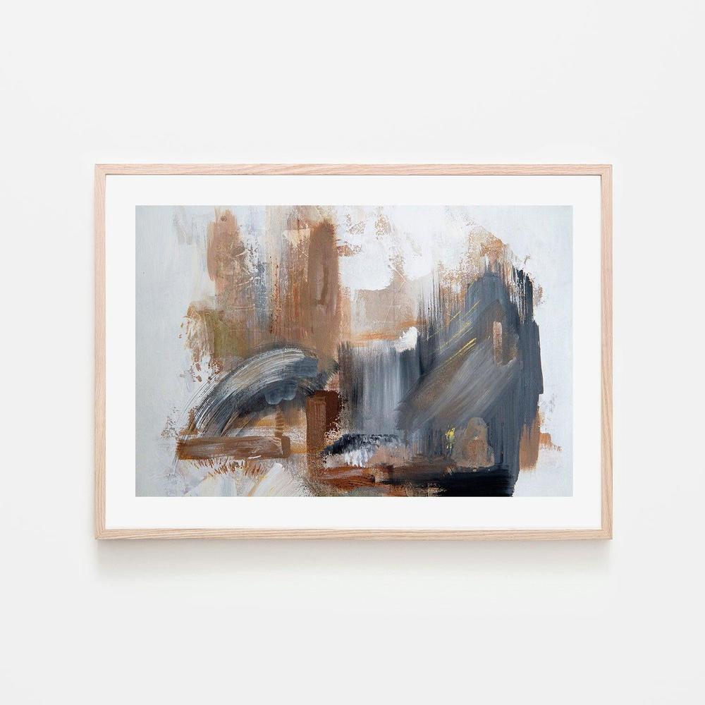 Grey and Brown Strokes  , Hand-painted Canvas