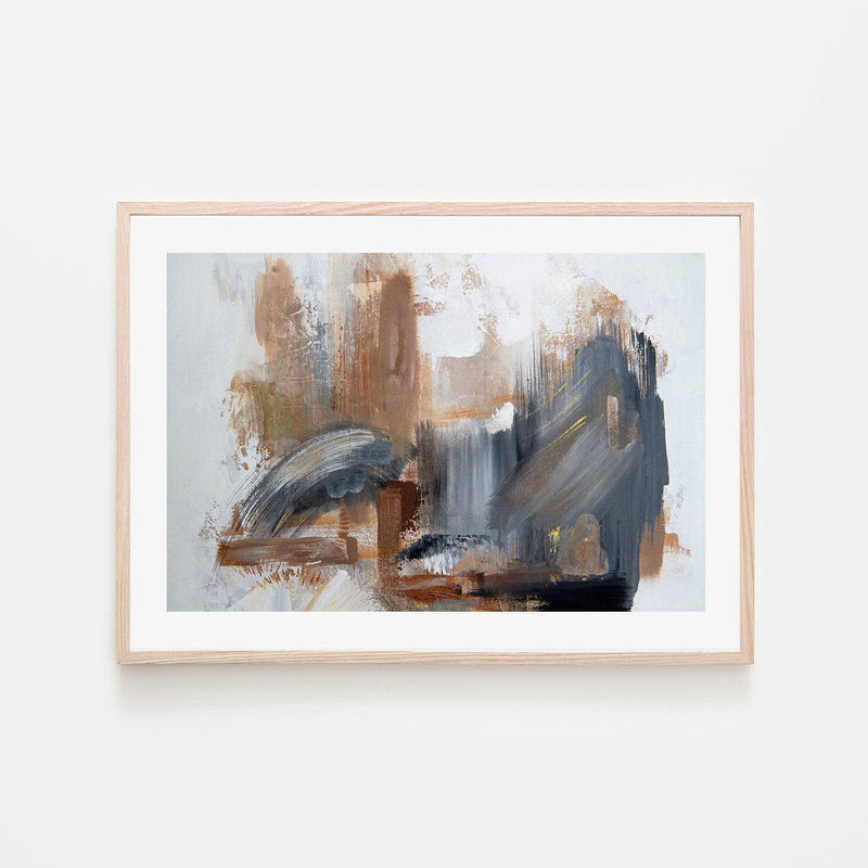 Grey and Brown Strokes  , Hand-painted Canvas