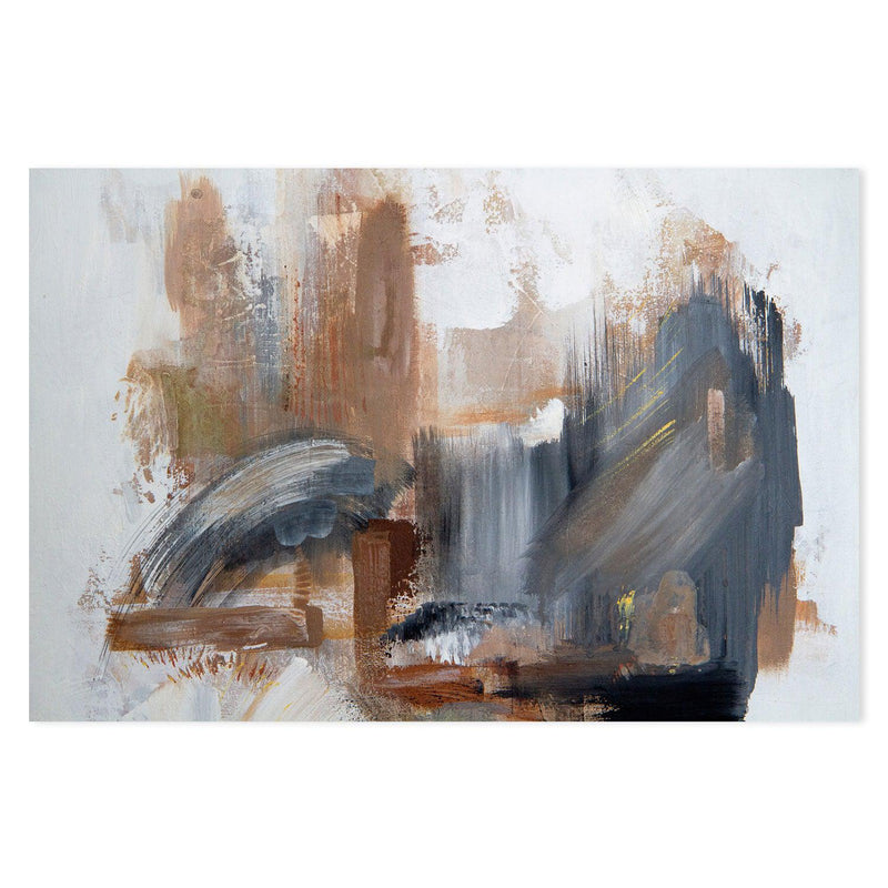 Grey and Brown Strokes  , Hand-painted Canvas