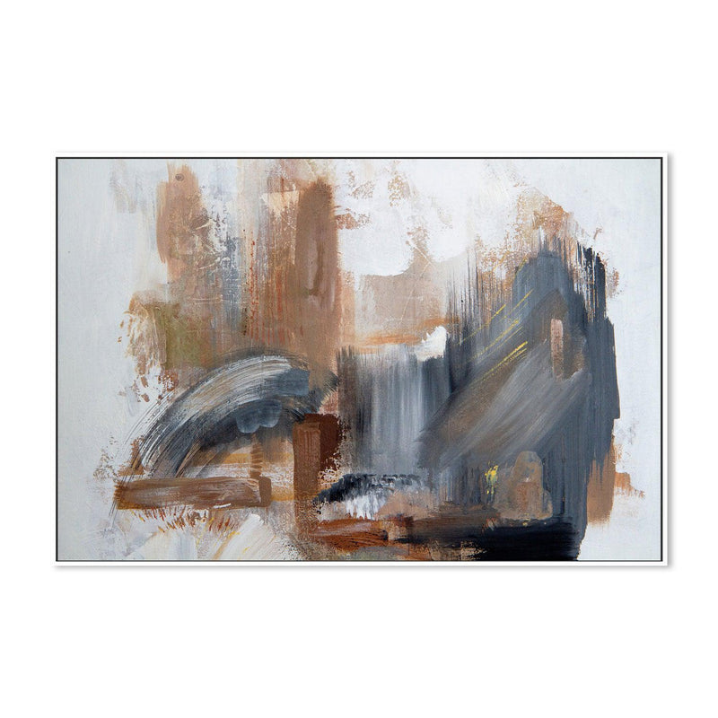 Grey and Brown Strokes  , Hand-painted Canvas