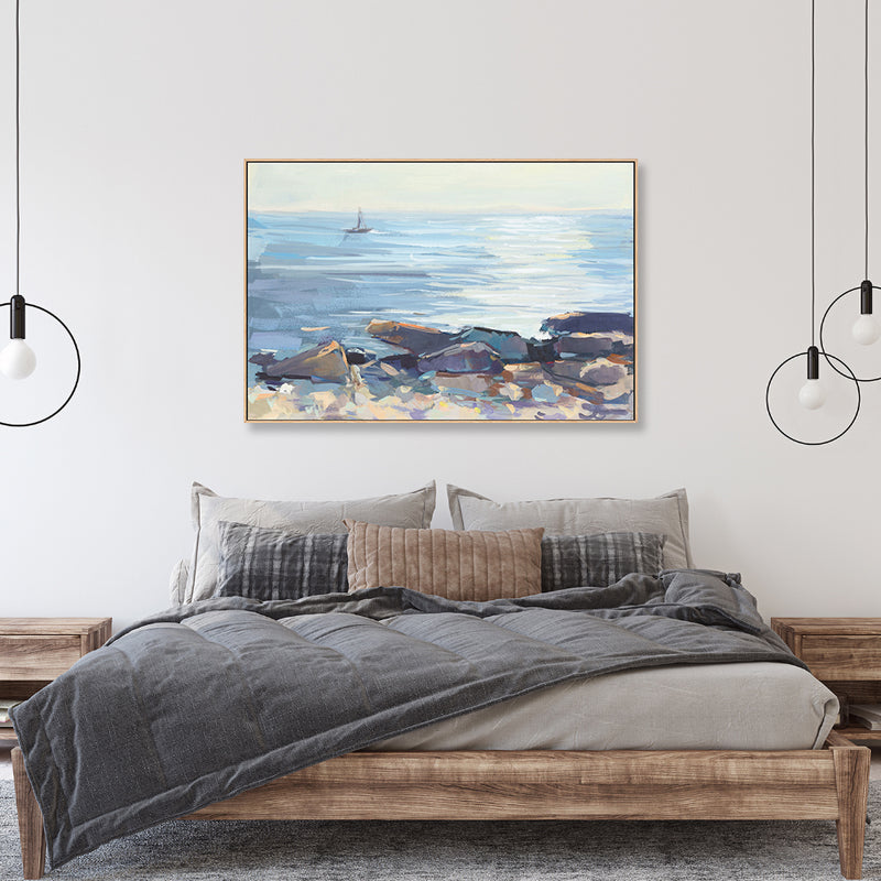 Shimmering Ocean , Hand-painted Canvas