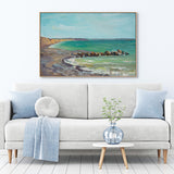Blue And Green Coastal Dreams , Hand-painted Canvas