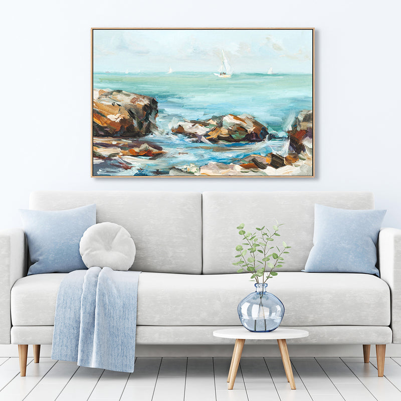Sailing Beyond The Horizon , Hand-painted Canvas