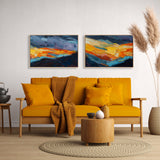 Playing With Fire, Style A & B, Set of 2 , Hand-painted Canvas
