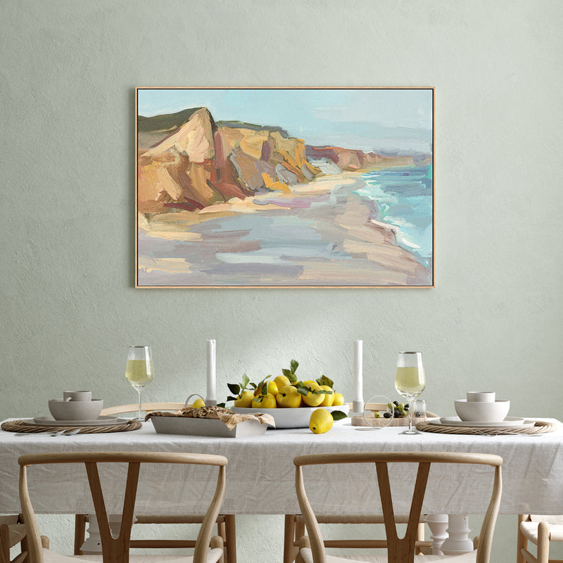 Abstract Beach In Muted Colours , Hand-painted Canvas