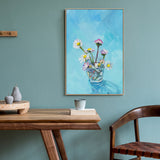 A Cup Of Daisies , Hand-painted Canvas