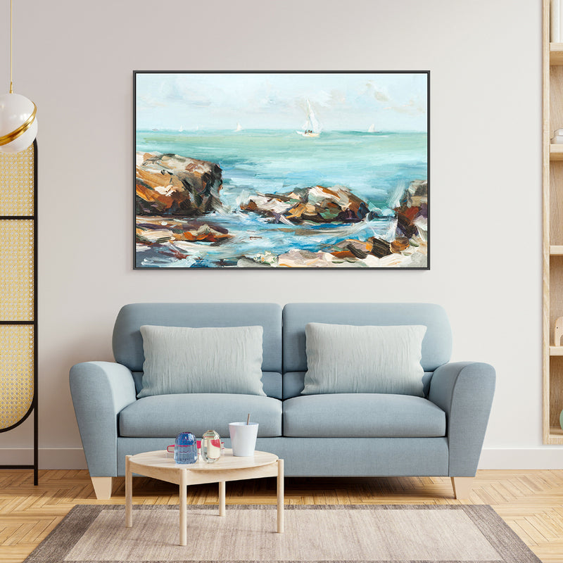 Sailing Beyond The Horizon , Hand-painted Canvas
