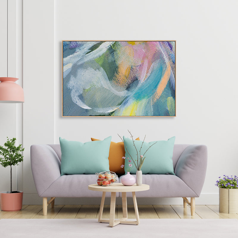 Pastel Rainbow Abstract , Hand-painted Canvas