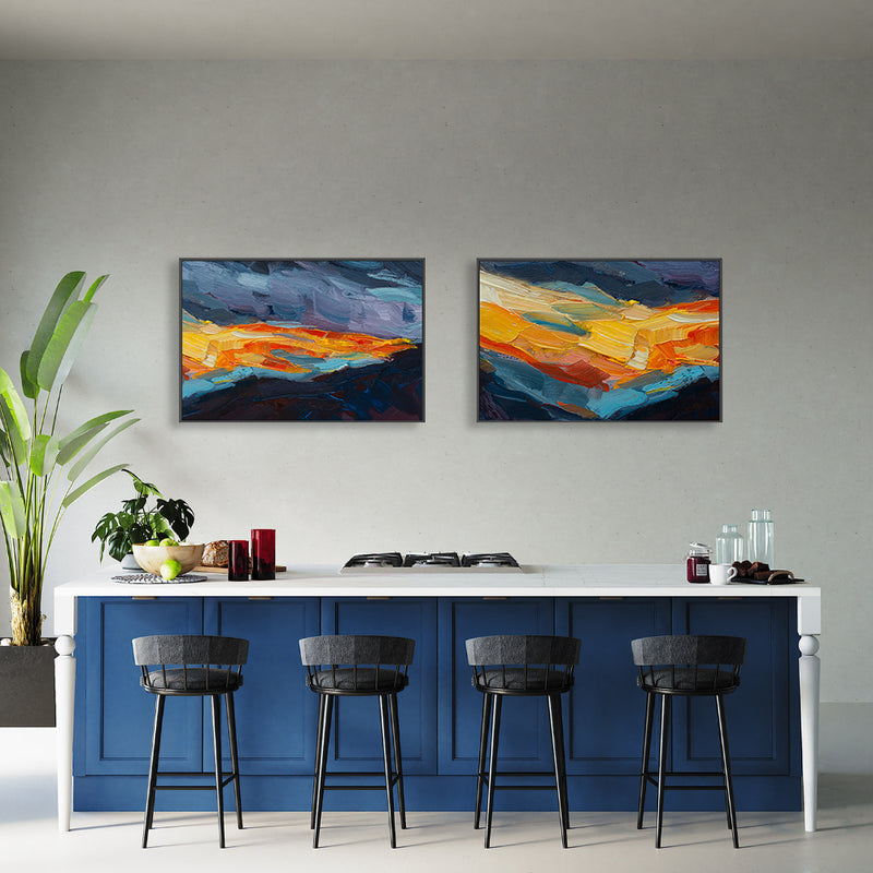 Playing With Fire, Style A & B, Set of 2 , Hand-painted Canvas