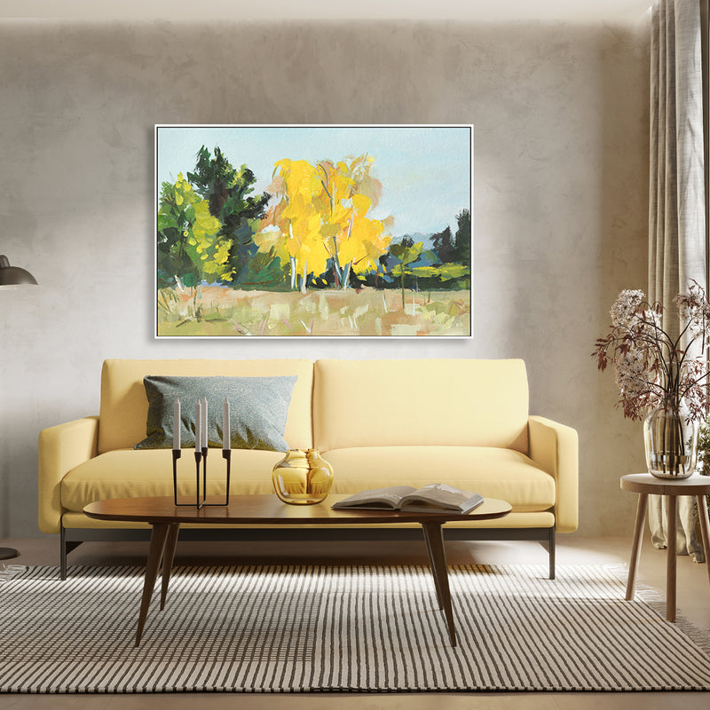 Yellow Autumn Trees , Hand-painted Canvas