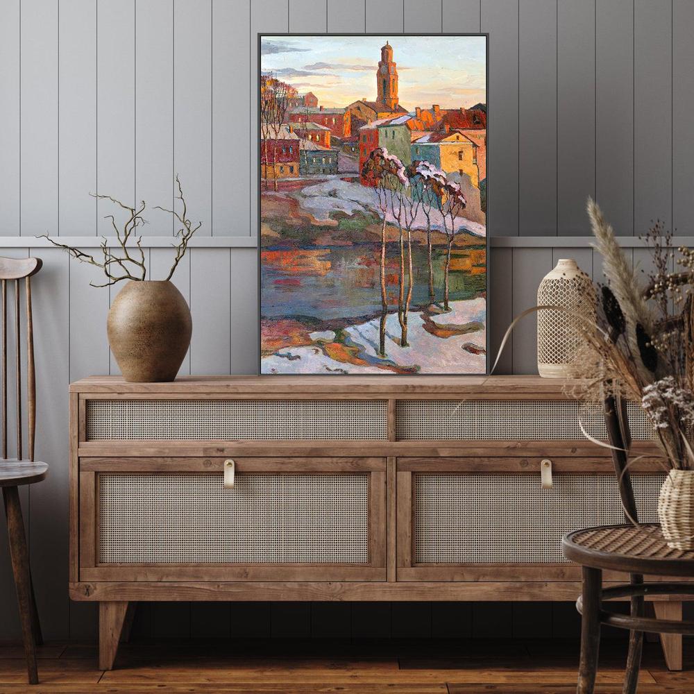 Snowy Sunrise , Hand-painted Canvas