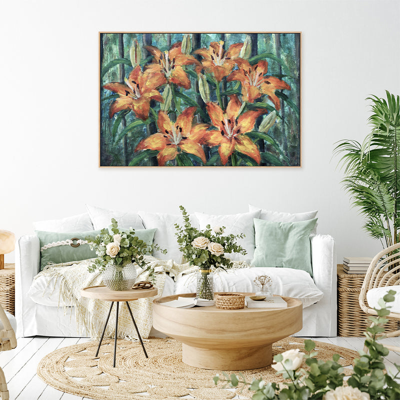 Orange Lilies, Hand-Painted Canvas
