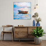 Lone Boat , Hand-painted Canvas