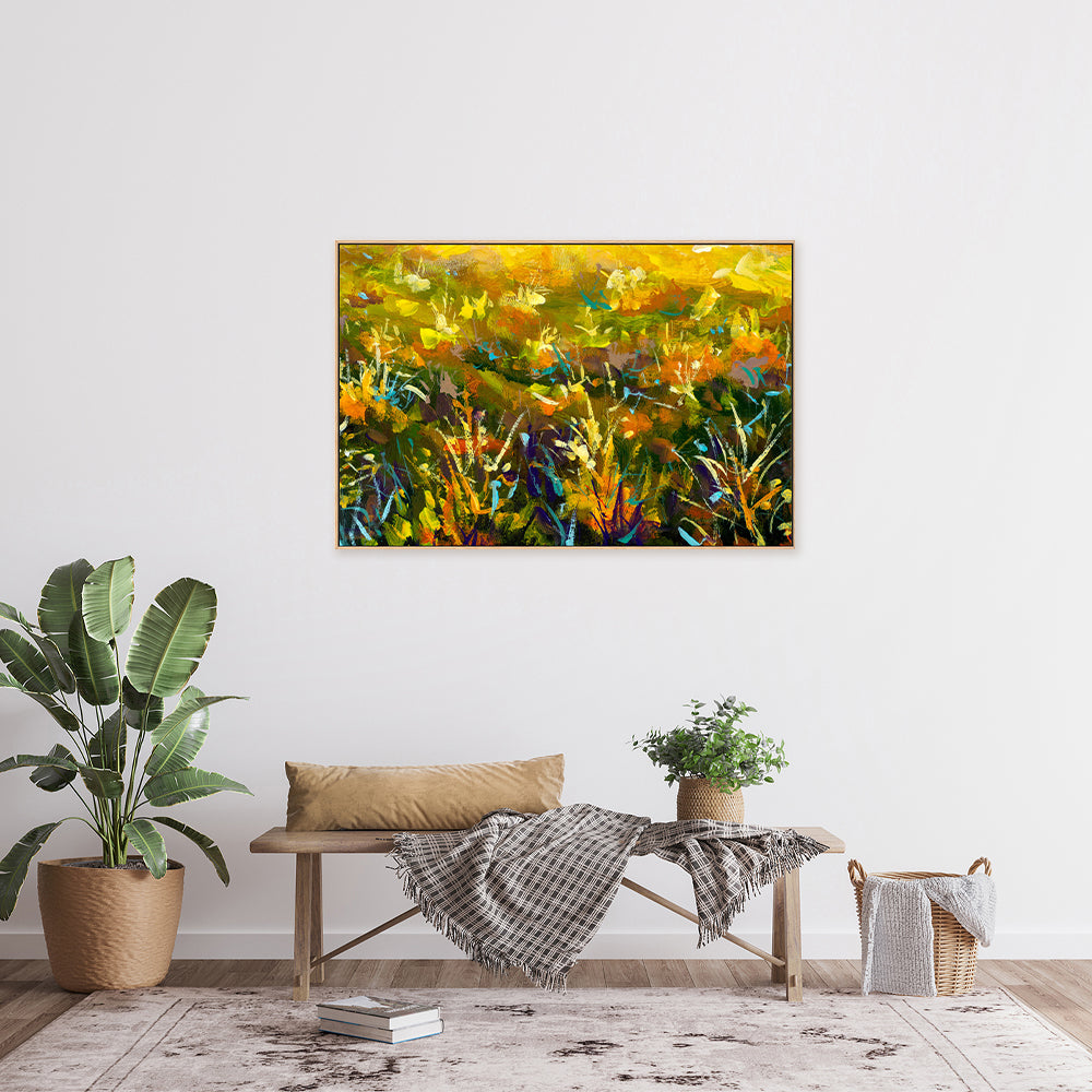 Flowers In A Sea of Green, Style B, Hand-Painted Canvas