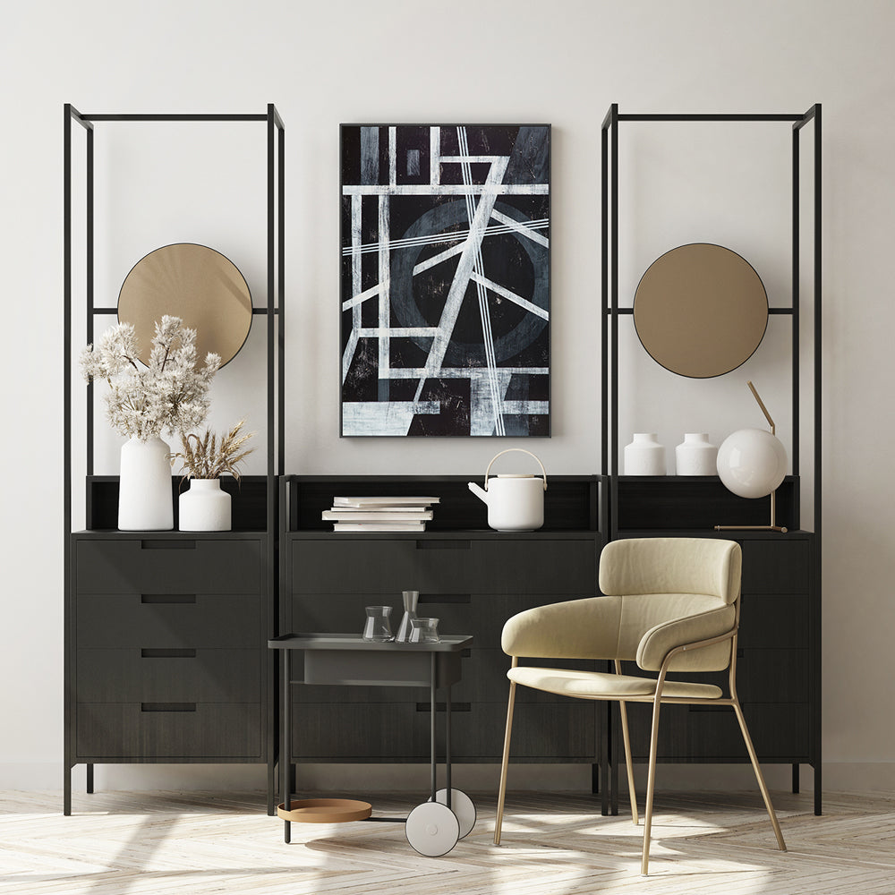 Monochrome Angles, Style C, Hand-Painted Canvas