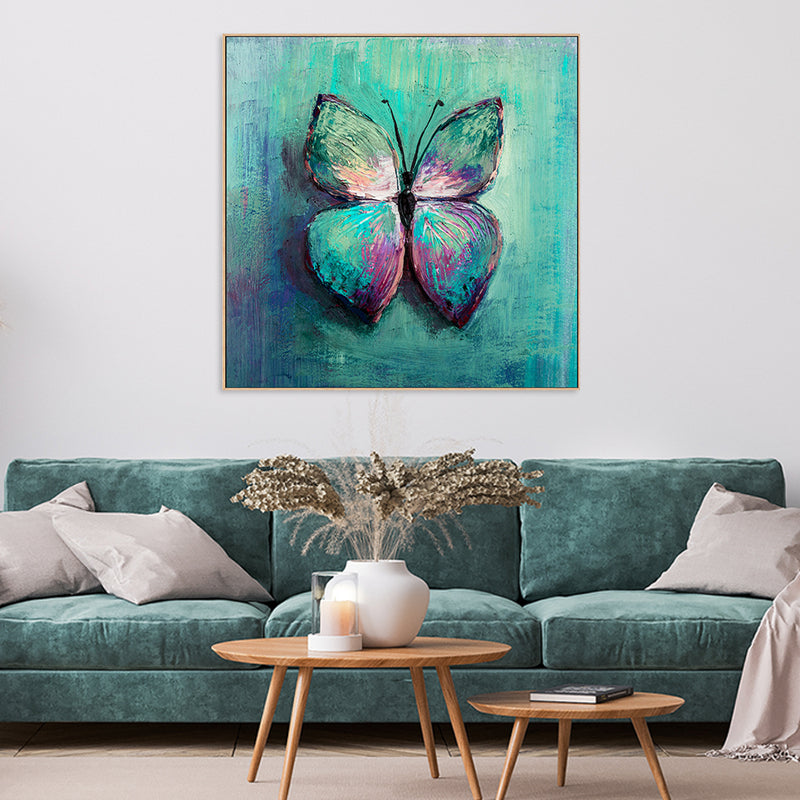 The Blue Butterfly, Style B, Hand-Painted Canvas
