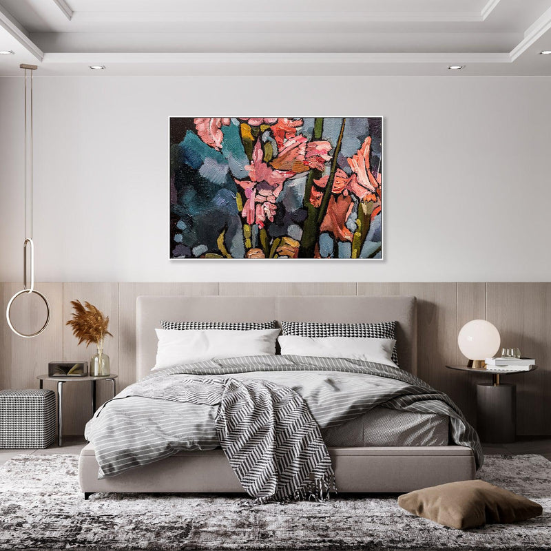 Blushing Blooms , Hand-painted Canvas