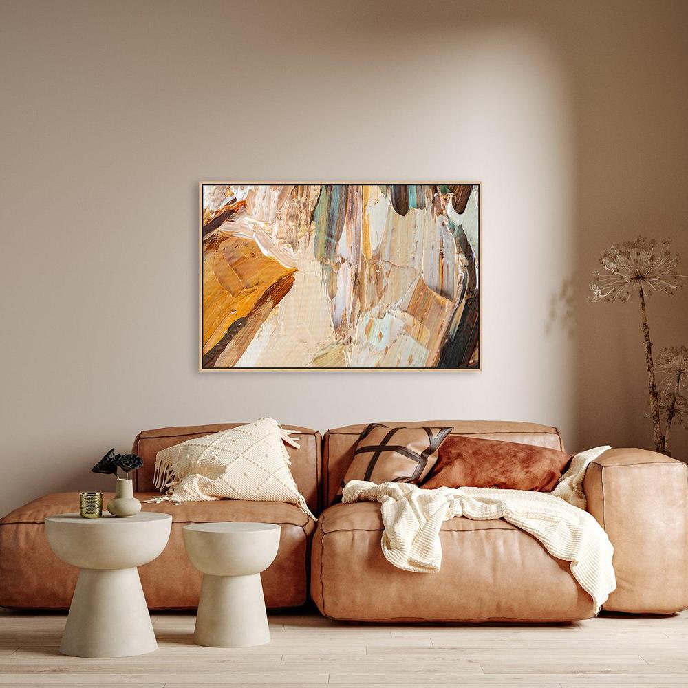 Mustard and Turquoise Abstract , Hand-painted Canvas