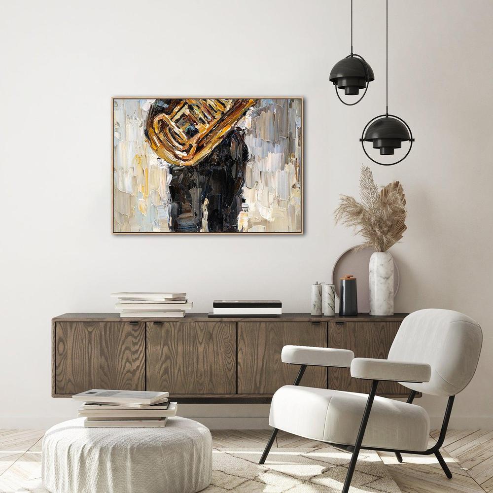 Mustard, Black and Grey Abstract , Hand-painted Canvas