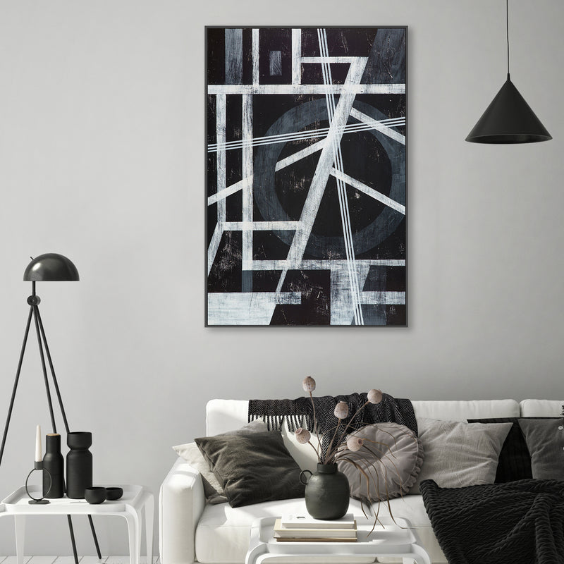 Monochrome Angles, Style C, Hand-Painted Canvas