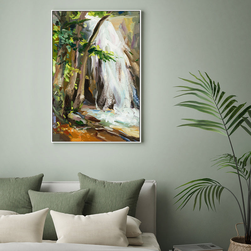 Glistening Waterfall , Hand-painted Canvas