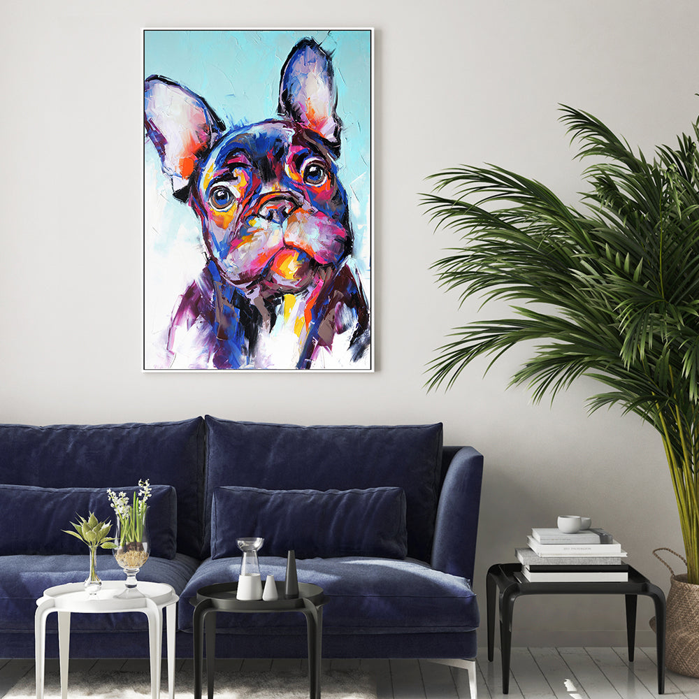 Purple Puppy Love , Hand-painted Canvas